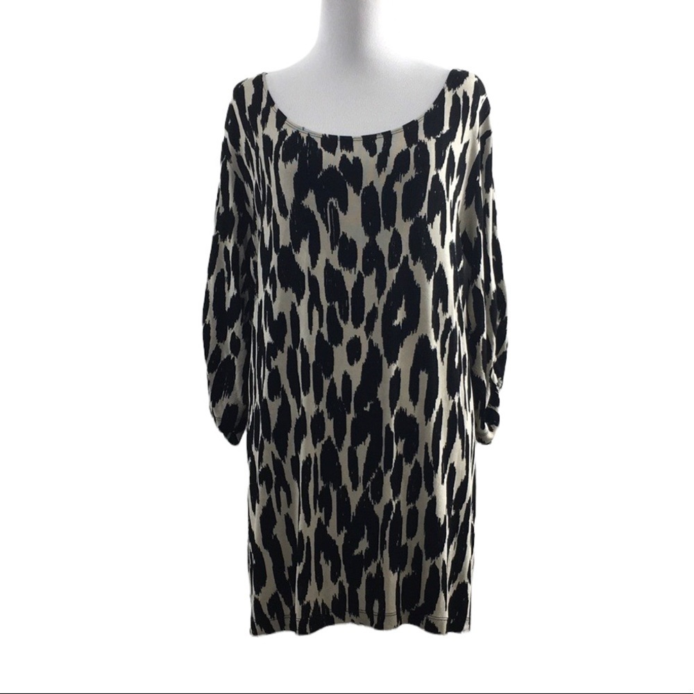 # Travelers By Chico's Black Tan Ikat Animal Print Pavlova Top Womens 4 XXL 20